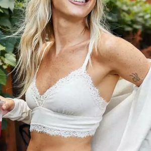 🌻AERIE RIBBED EYELASH LACE TRIM LONGLINE BRALETTE SIZE L